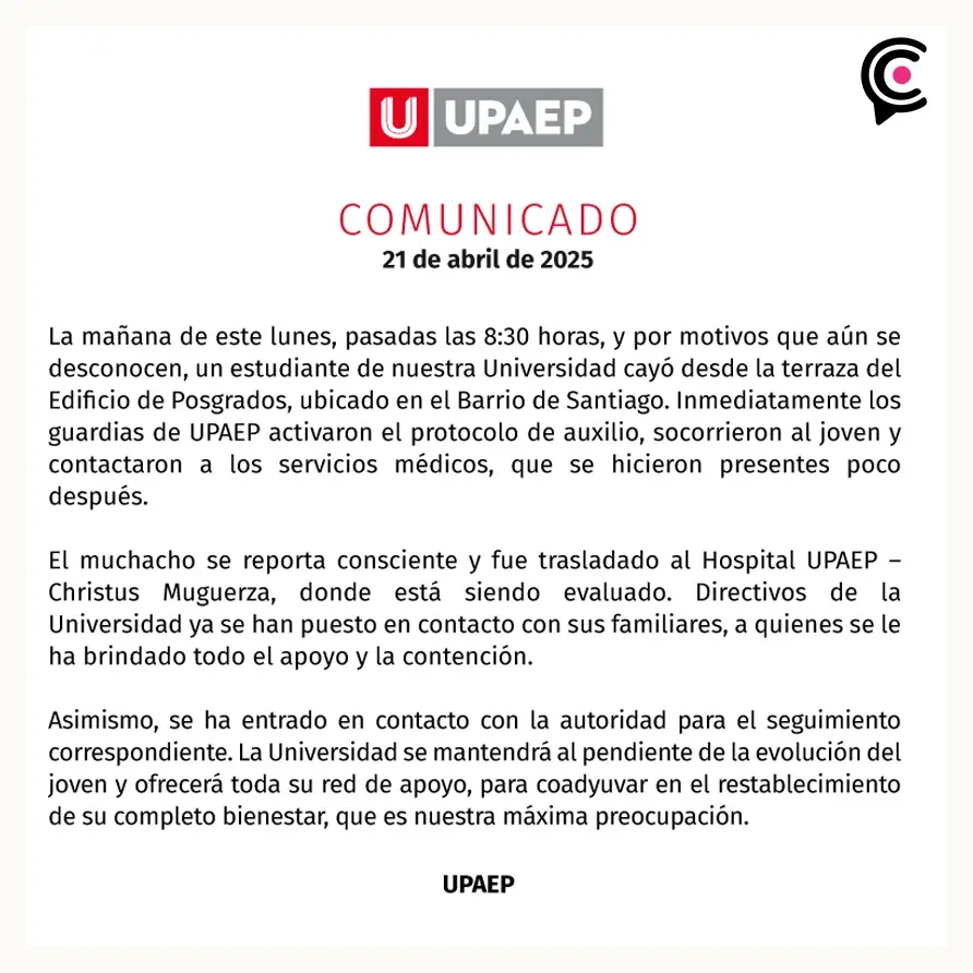 Edificio de posgrados Upaep y cinta amarilla.