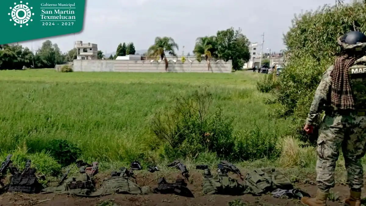 Policía de Texmelucan y SEMAR logran el aseguramiento de armas y equipo táctico