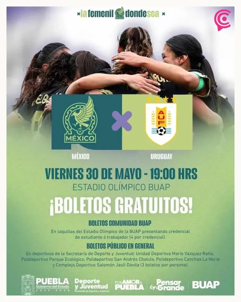 Así será la entrega de boletos para el juego de Selección Mexicana Femenil en Puebla
