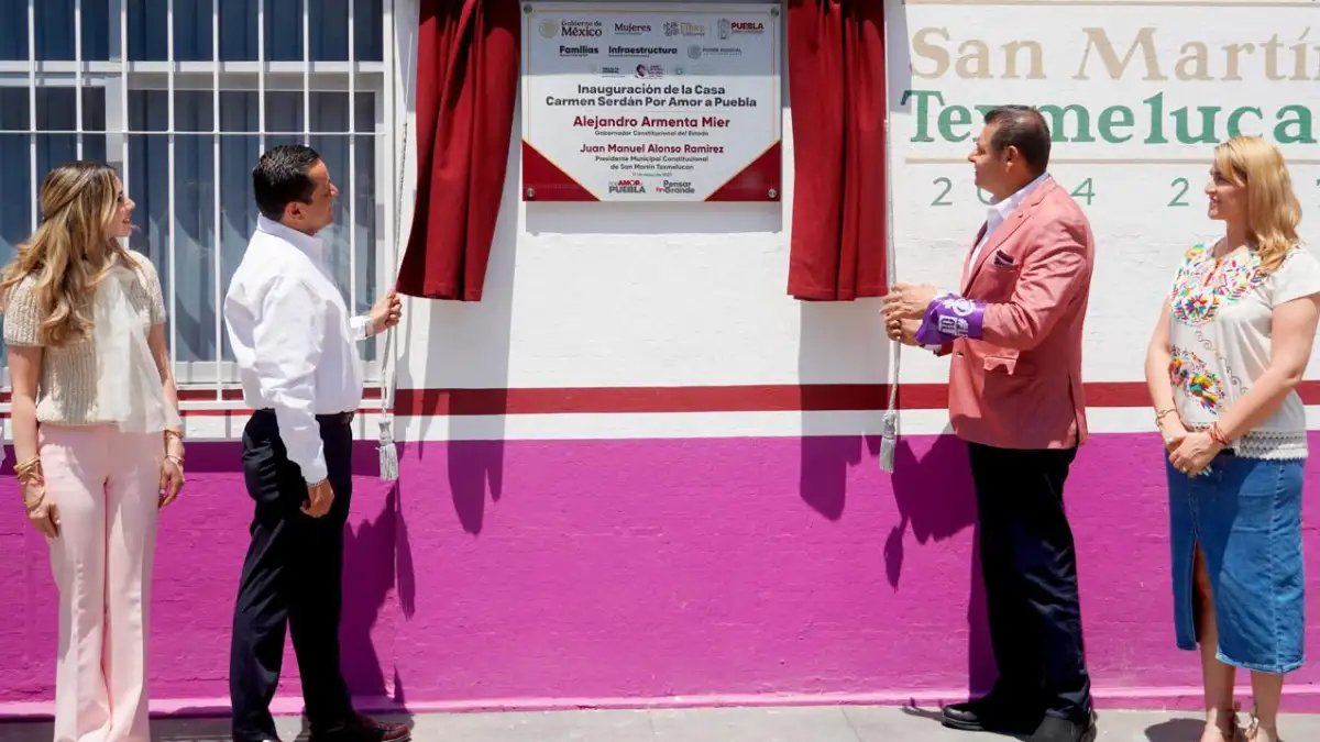 Gobernador Alejandro Armenta y presidente municipal Juan Manuel Alonso inauguraron la casa Carmen Serdán