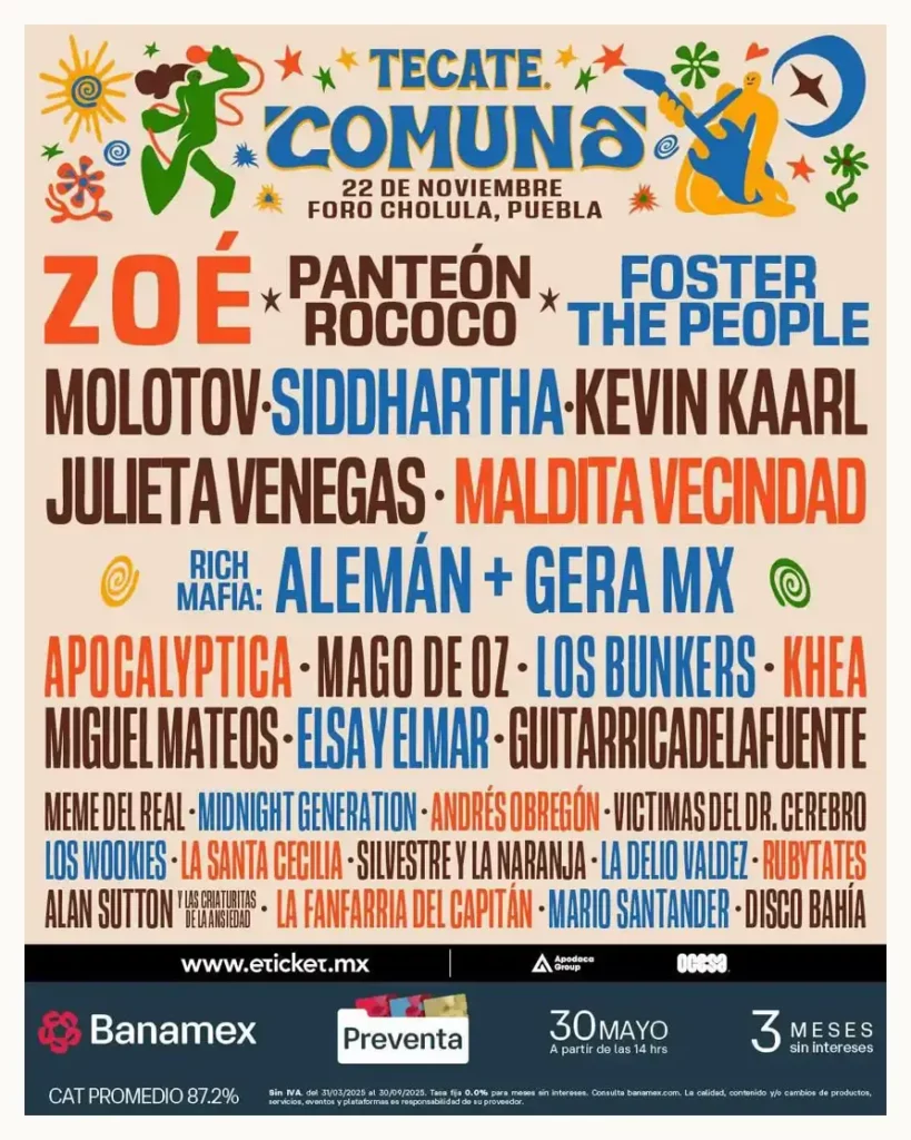 Conoce la cartelera del Tecate Comuna 2025; habrá más de 20 bandas