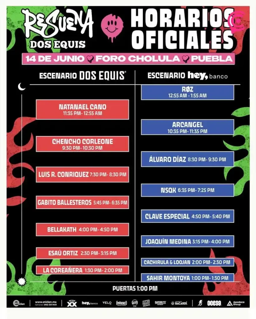 Consulta aquí rutas y horarios del Festival Resuena Dos Equis en San Andrés Cholula, Puebla
