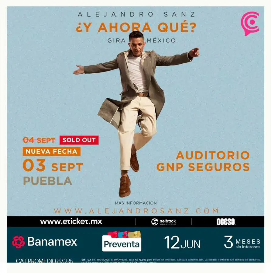 Alejandro Sanz anuncia segunda fecha en Puebla este 2025