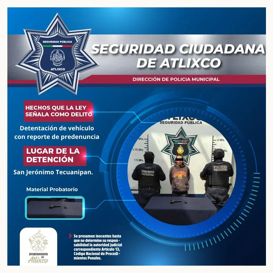 Policía de Atlixco recupera combi robada gracias a rápida acción y cámaras de videovigilancia