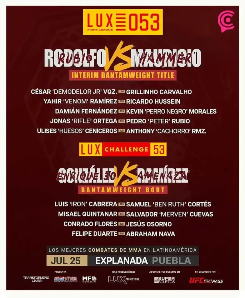 Rodolfo “Fito” Rubio vs Mauricio Partida protagonizarán cartelera de LUX Fight League 053