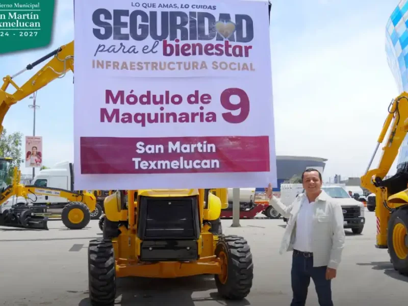 San Martín Texmelucan se beneficia con entrega de módulo de maquinaria para obra pública