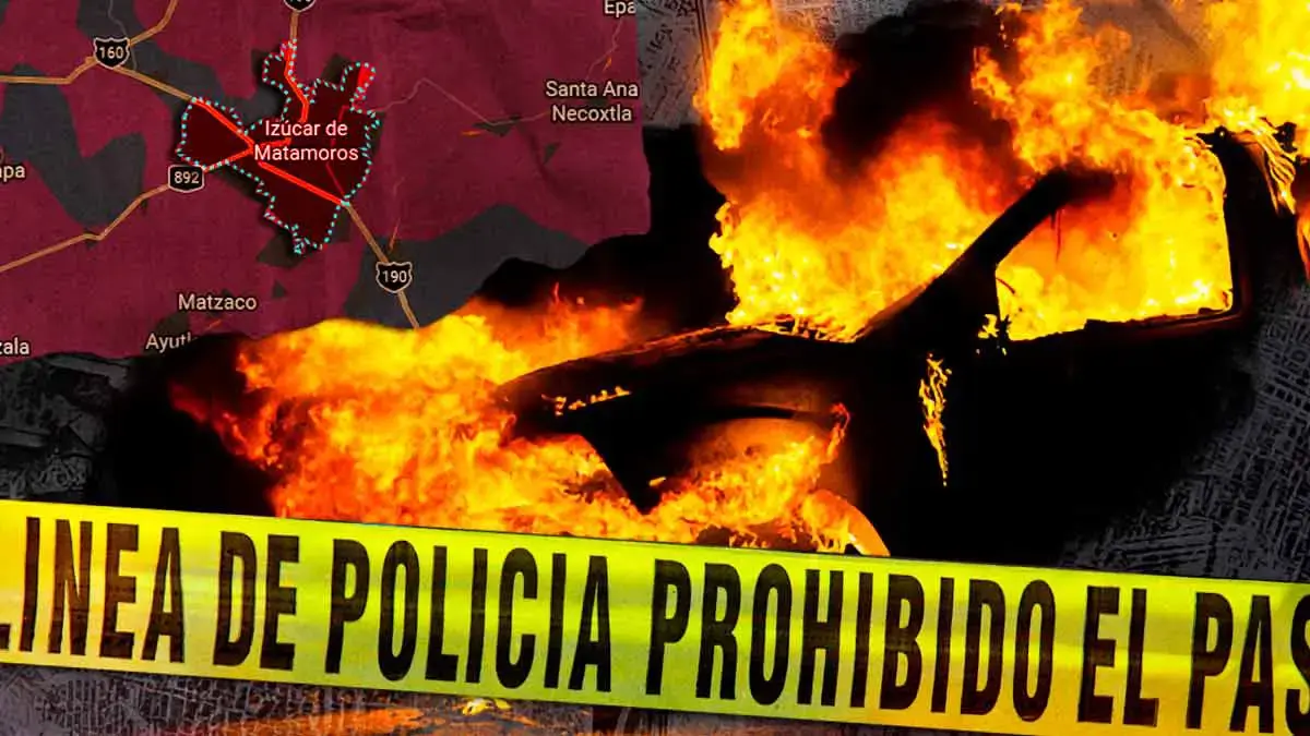 Mueren dos personas calcinadas dentro de un auto en Izúcar de Matamoros