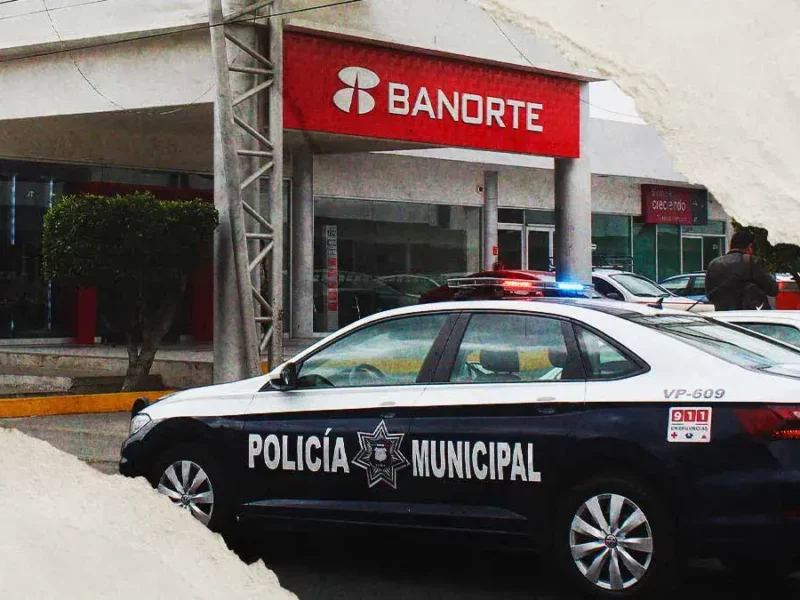 Asaltan a cuentahabiente dentro de Banorte El Vergel, Puebla; le roban 77 mil pesos de nómina