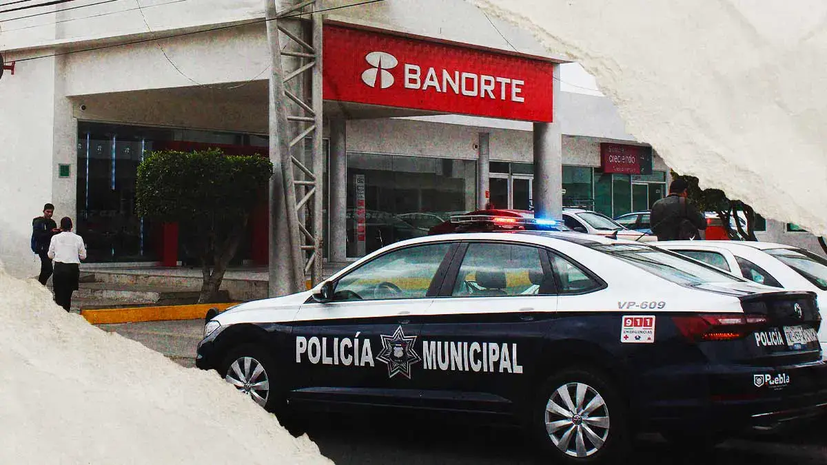 Asaltan a cuentahabiente dentro de Banorte El Vergel, Puebla; le roban 77 mil pesos de nómina