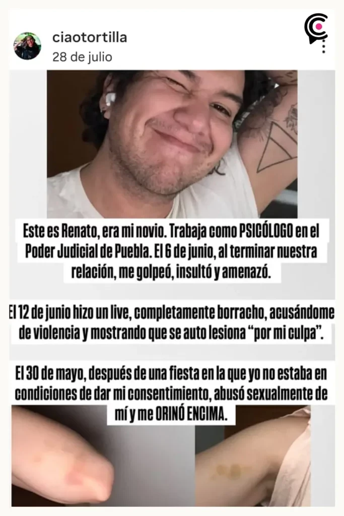Streamer denuncia a expareja por violencia; era psicólogo del Poder Judicial de Puebla