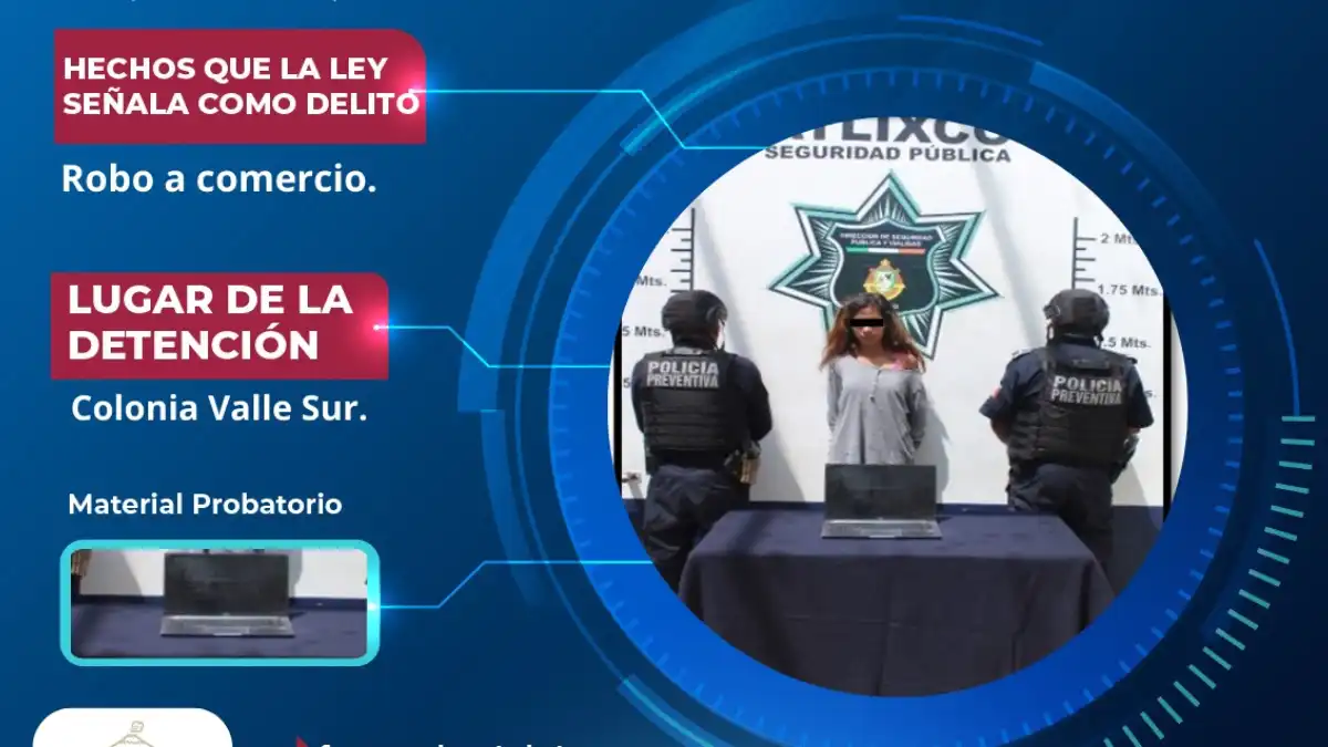Policía Municipal de Atlixco detiene a probable responsable de robo a comercio