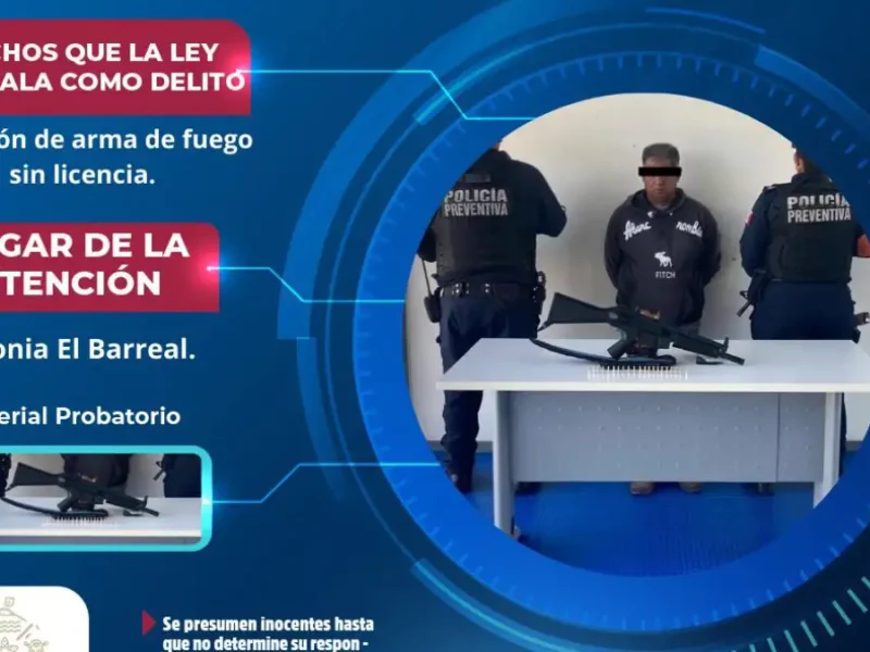 Policía de Atlixco detiene a sujeto armado y asegura arma de fuego