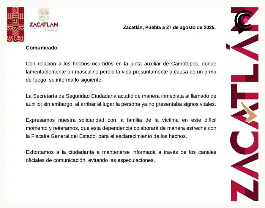 Ejecutaron a hombre en Zacatlán, Puebla; autoridades investigan el móvil