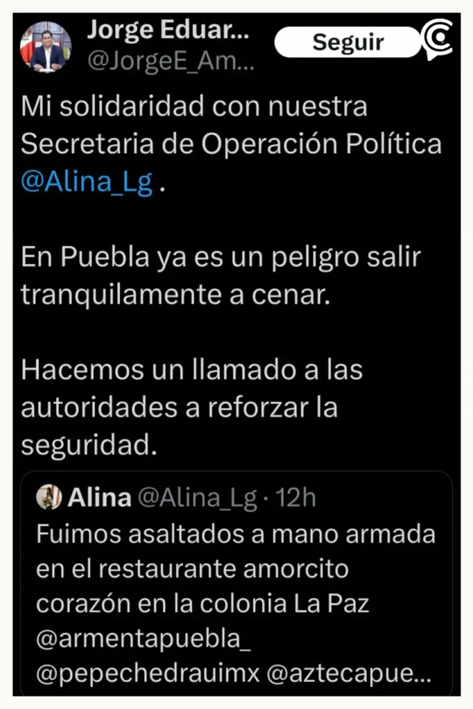 Delincuentes asaltaron un restaurante y a sus clientes en La Paz, Puebla