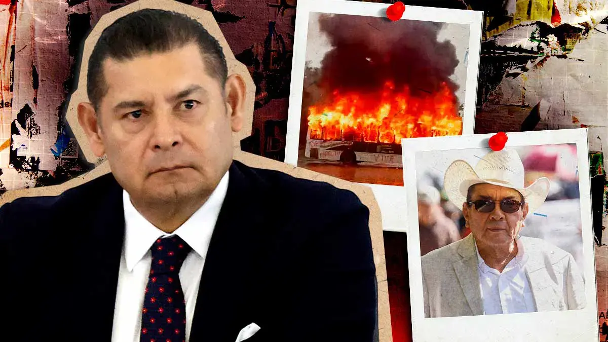 Alejandro Armenta responsabiliza a “Simitrio” de quema de RUTA en manifestación de normalistas en Puebla