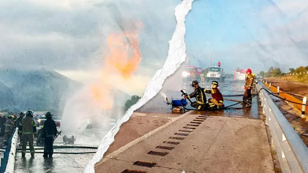 Volcadura de pipa con combustible en la autopista México-Puebla deja un herido