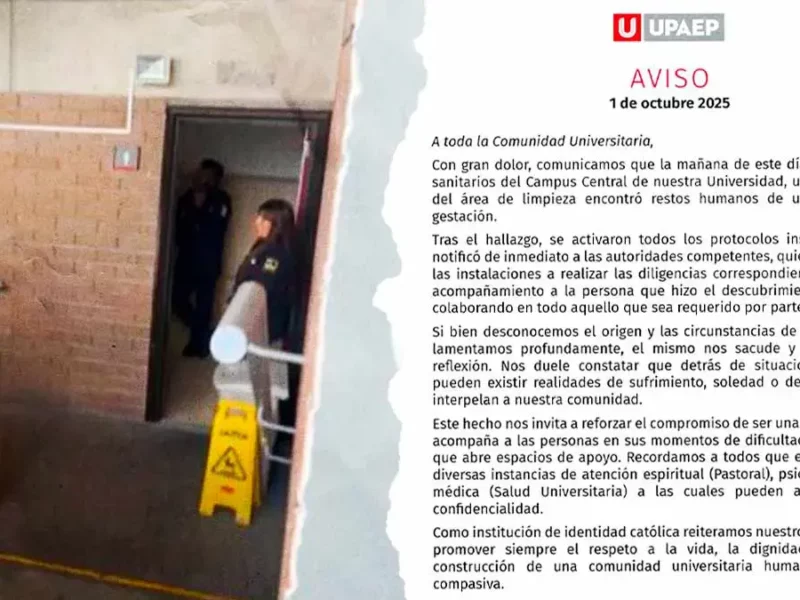 Abandonan un feto en baños del Campus Central de la UPAEP