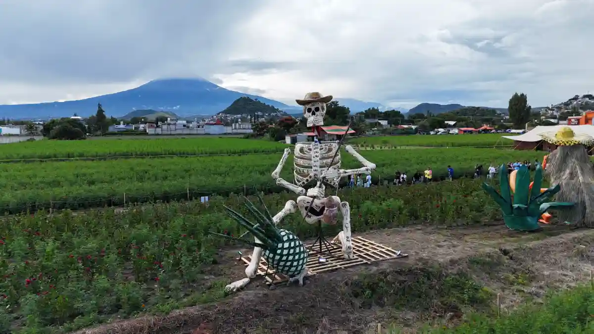 Ariadna Ayala celebra el trabajo del campo con la catrina “El Jimador” en el Valle de Catrinas 
