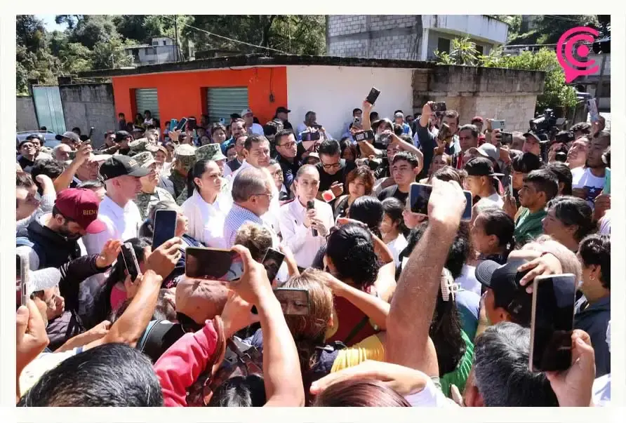 Desde Huauchinango, Claudia Sheinbaum promete a damnificados no dejarlos desamparados tras las lluvias