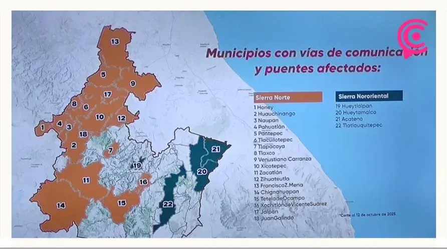 Federación reporta 13 muertos en la Sierra Norte de Puebla este lunes 13 de octubre 