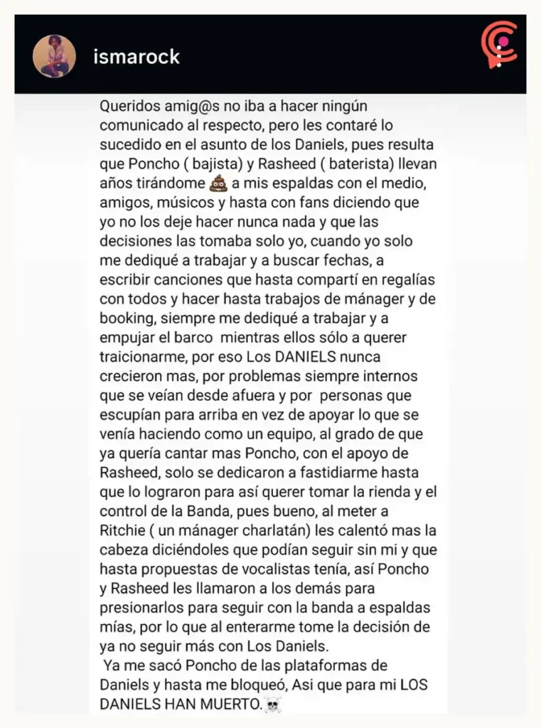 Separación de Los Daniels sacude al rock mexicano; Ismael Salcedo denuncia traición