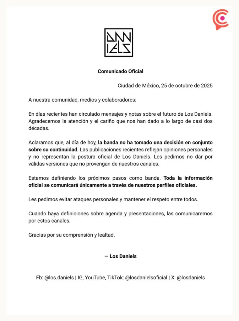 Separación de Los Daniels sacude al rock mexicano; Ismael Salcedo denuncia traición