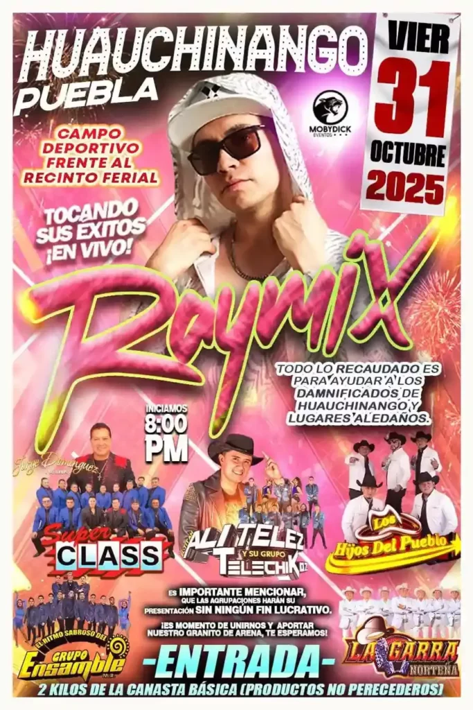 Raymix y otras agrupaciones darán concierto con causa para damnificados de Sierra Norte de Puebla