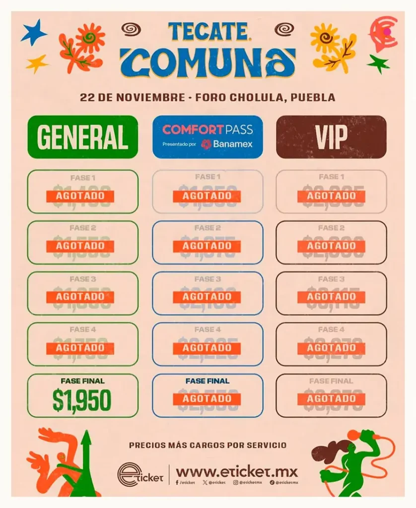 Boletos para Tecate Comuna 2025 en Cholula están a punto de agotarse