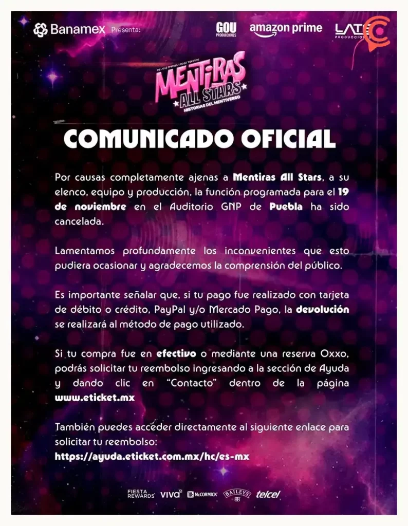 Cancelan “Mentiras All Stars” en Puebla; causas y reacciones