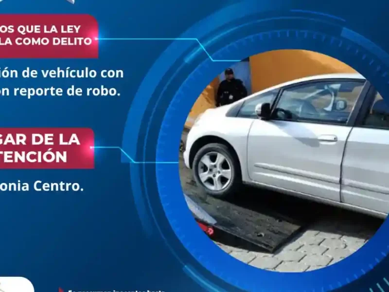 Policía de Atlixco asegura vehículo con placas reportadas como robadas 