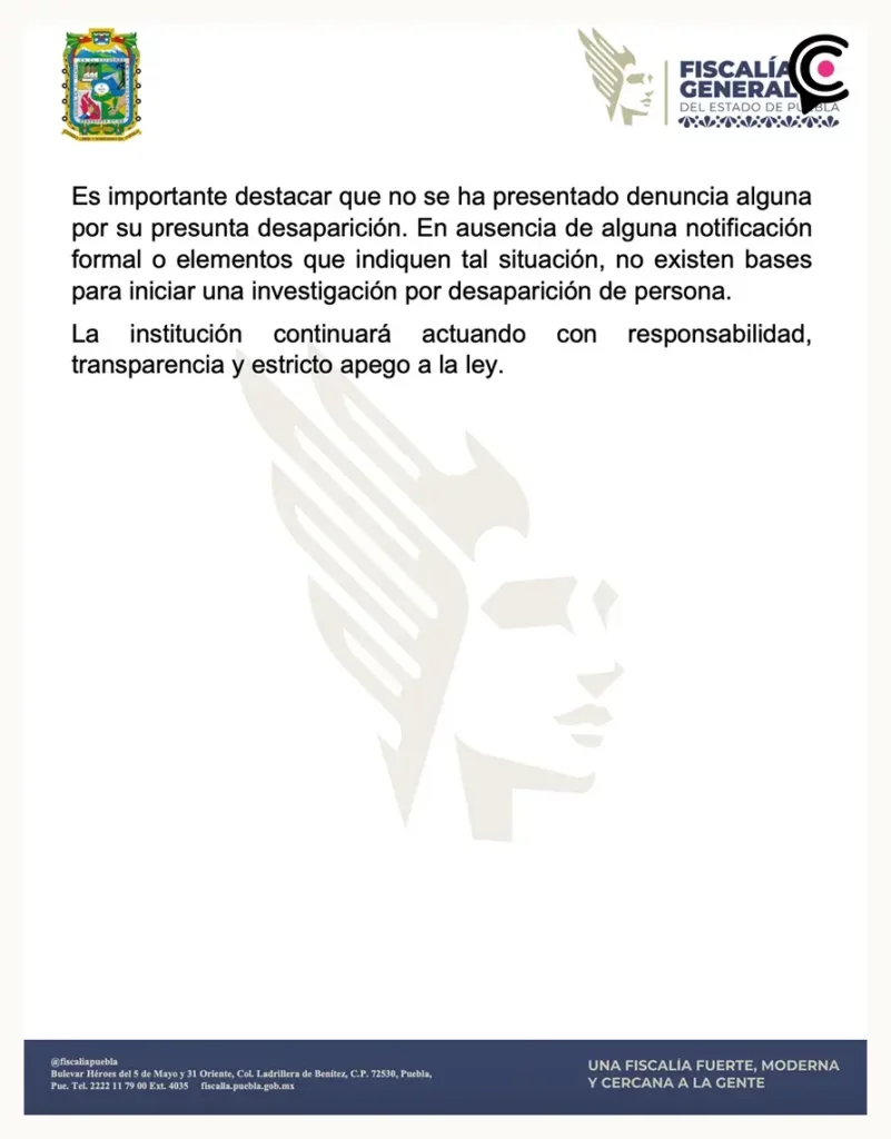 Tras una semana sin ser localizado, reaparece agente de la Fiscalía de Desaparecidos de Puebla