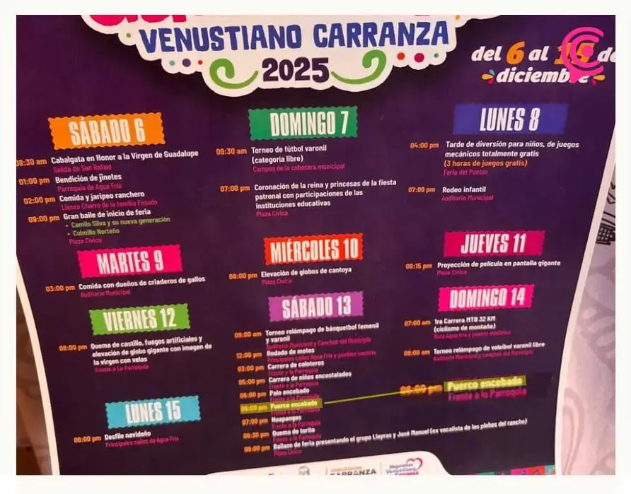 Feria Patronal 2025 de Venustiano Carranza realizará polémico concurso del “puerco encebado”