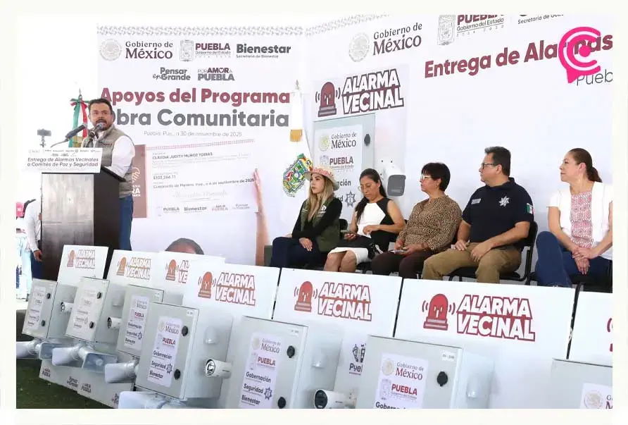Refuerza gobierno estatal seguridad en Puebla capital con alarmas y obra comunitaria