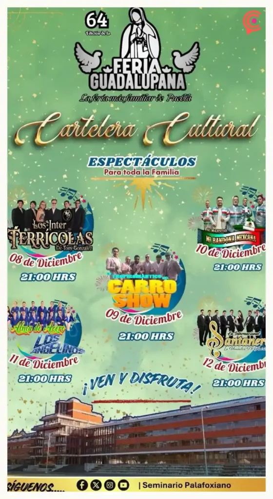 Feria Guadalupana 2025 en Puebla; música en vivo y actividades para toda la familia 