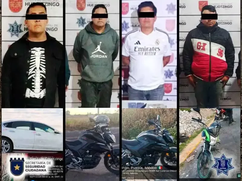 Policía de Huejotzingo refuerza operativos: Noviembre cierra con múltiples detenciones por robo de vehículos, posesión de droga y portación ilegal de arma