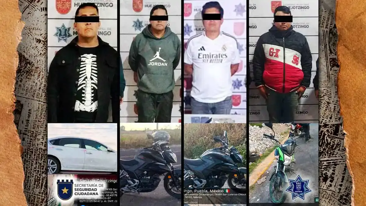 Policía de Huejotzingo refuerza operativos: Noviembre cierra con múltiples detenciones por robo de vehículos, posesión de droga y portación ilegal de arma
