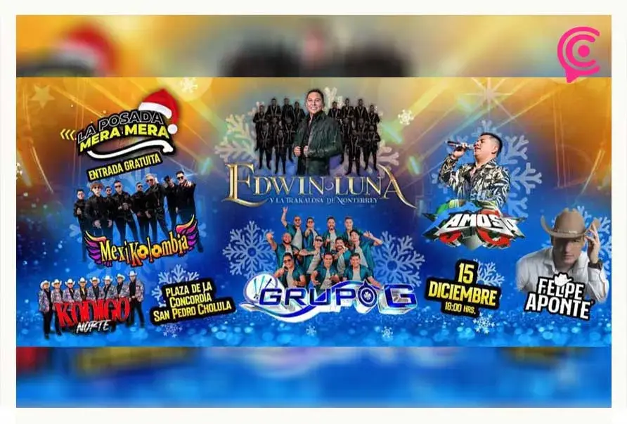 Edwin Luna y La Trakalosa de Monterrey iluminarán el árbol navideño en San Pedro Cholula