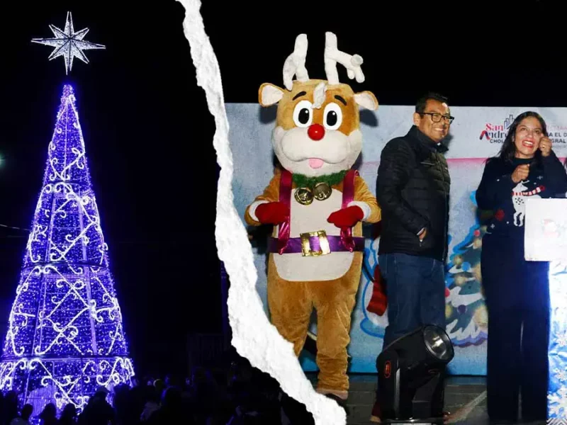 Así se vivió el encendido de árbol navideño 2025 del DIF en San Andrés Cholula