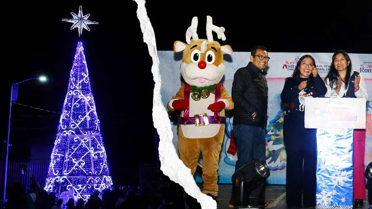 Así se vivió el encendido de árbol navideño 2025 del DIF en San Andrés Cholula