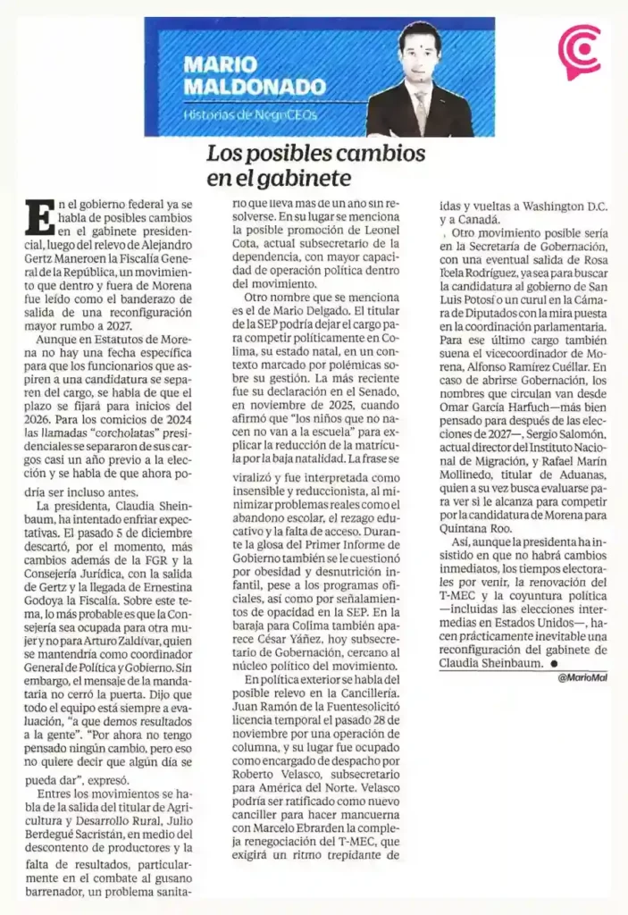 Sergio Salomón Céspedes, entre los perfiles para encabezar Segob federal
