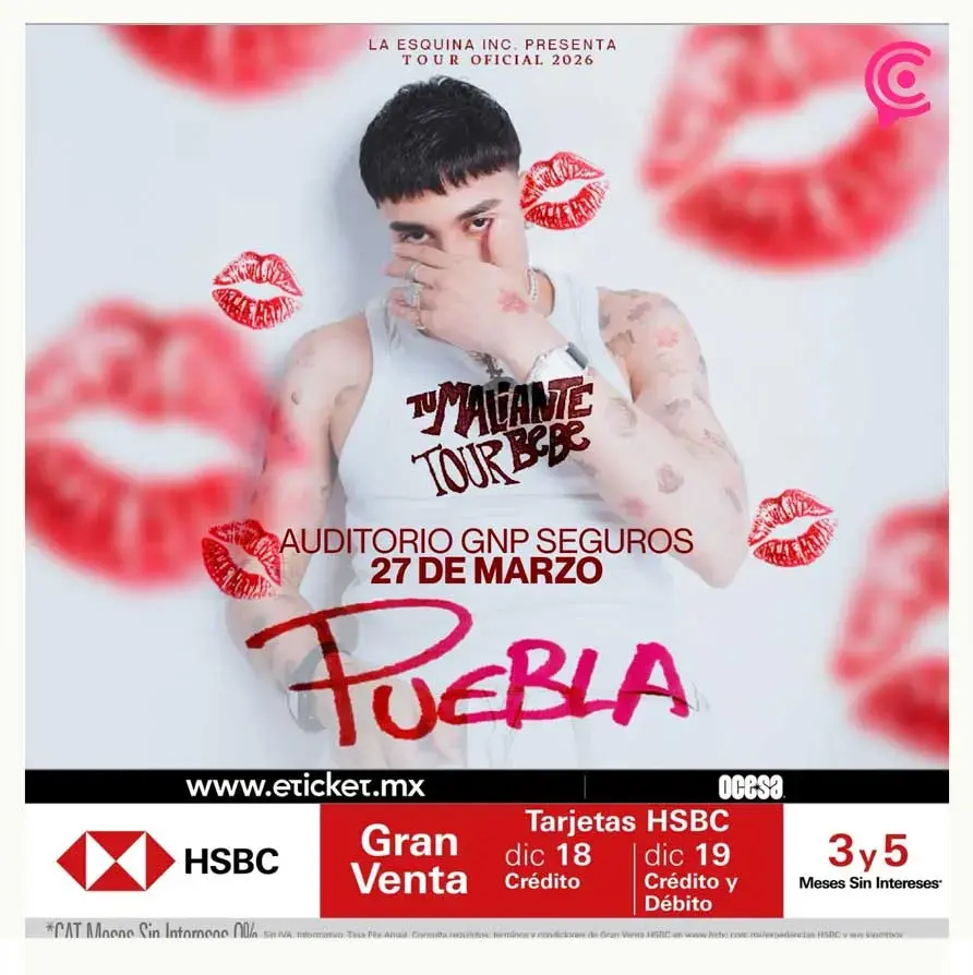 El Malilla confirma concierto en Puebla para 2026 con “Tu Maliante Bebé Tour” 