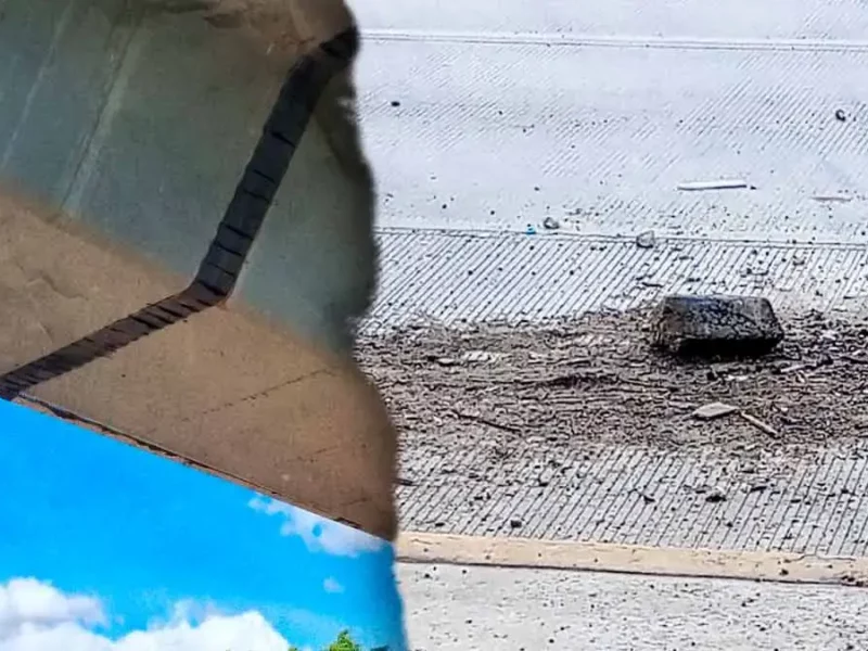 Infraestructura Puebla revisa el puente de Calzada Zaragoza tras desprendimiento de material