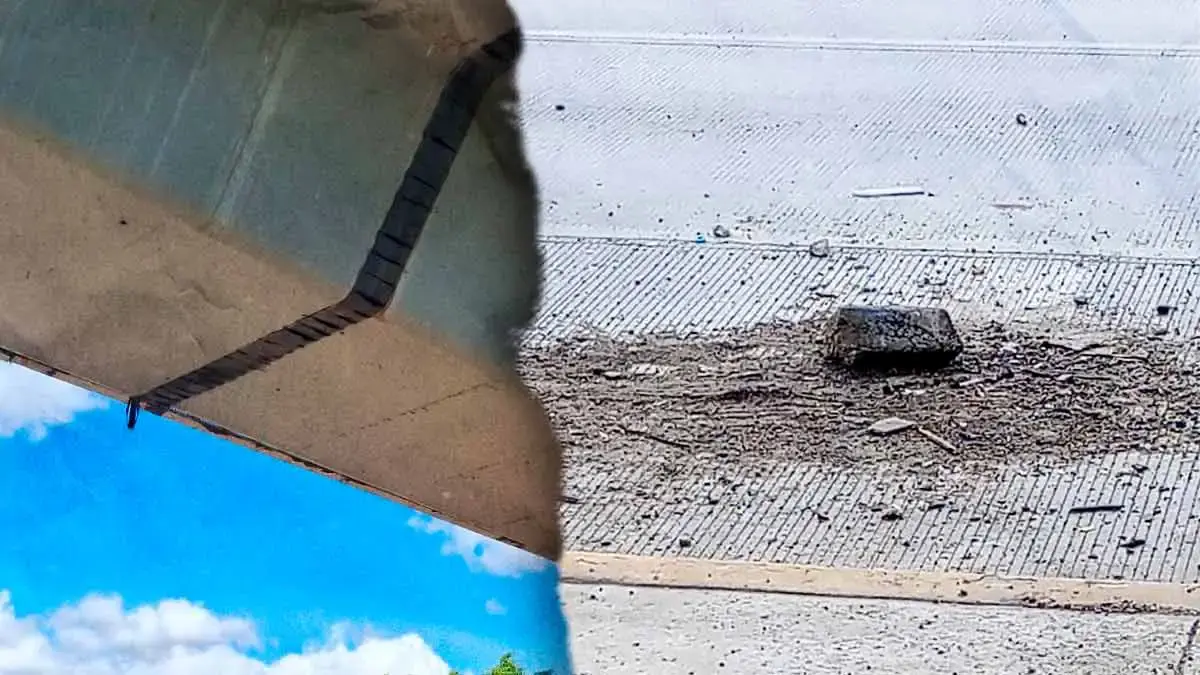 Infraestructura Puebla revisa el puente de Calzada Zaragoza tras desprendimiento de material