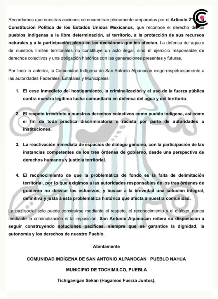 Pobladores de San Antonio Alpanocan acusan irrupción militar para cierre de zanjas de riego