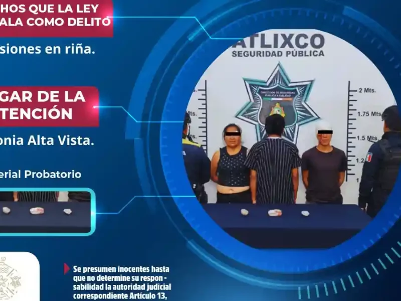 Secretaría de Seguridad Ciudadana de Atlixco asegura a dos personas por riña; menor es canalizado a instancias especializadas 