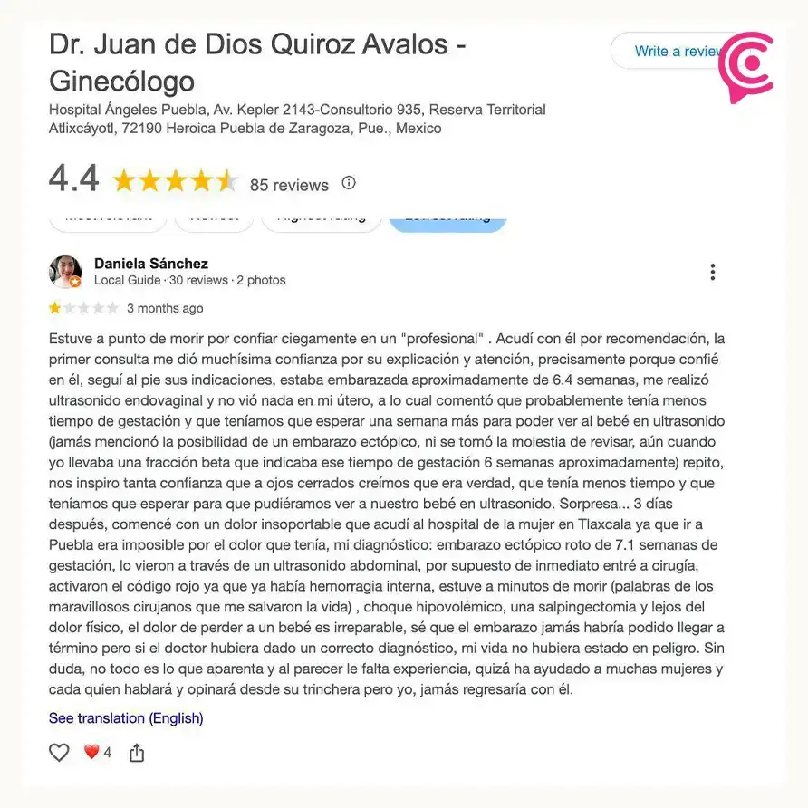 Hospital Ángeles de Puebla suspende a ginecólogo acusado por mala praxis y diagnósticos erróneos