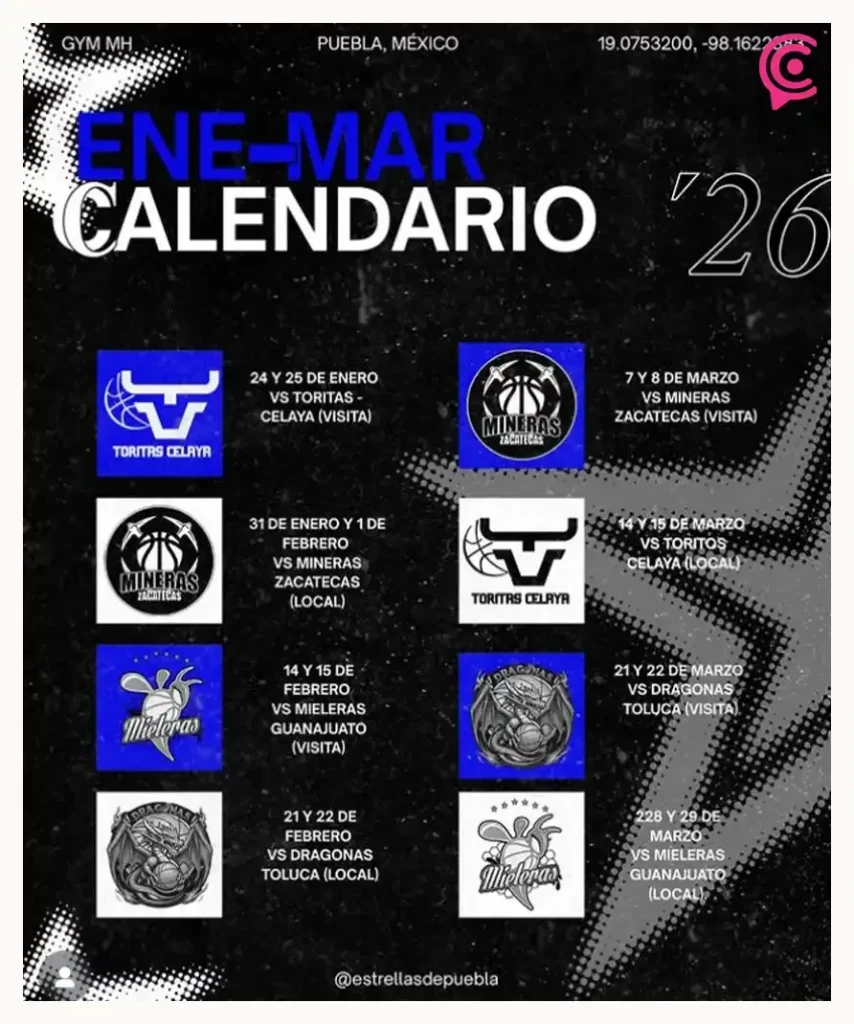 Estrellas de Puebla revela su calendario 2026; debutará en la Liga de Baloncesto Profesional