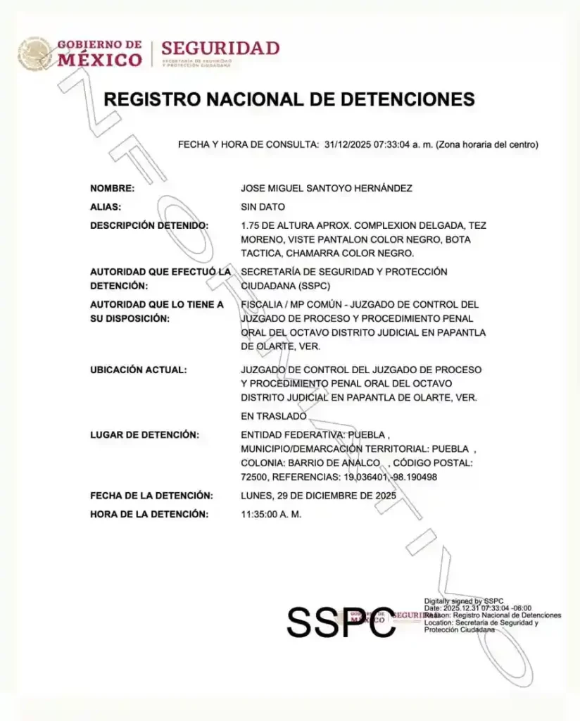 Detienen a director de Seguridad de San José Miahuatlán, Puebla; lo buscaban por extorsiones en Papantla