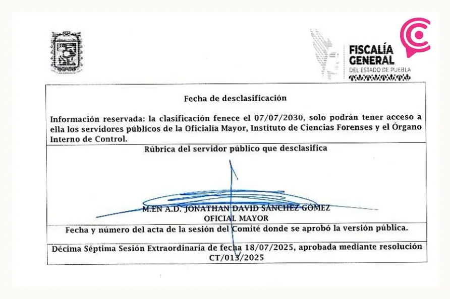Fiscalía de Puebla reserva contratos por más de 3.2 millones de pesos en 2025