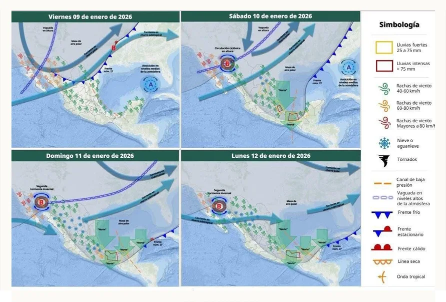 Frente frío 27 dejará lluvias intensas y frío extremo en Puebla